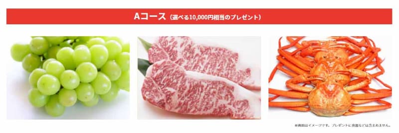 プレゼントの一例。Aコース