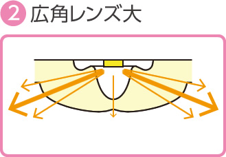 中央や端まで光を届ける広角レンズ大