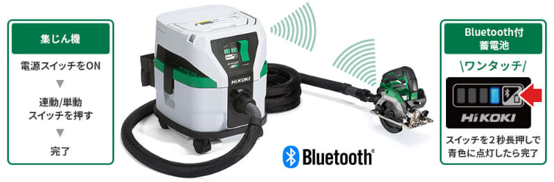 Bluetoothで、他の電動工具との連藤が可能