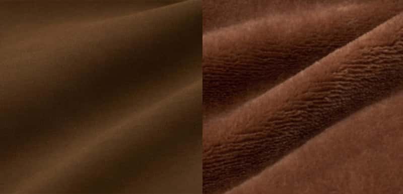 丸洗いソフトタッチシュラフ・-6の表面(左)、肌面(右)