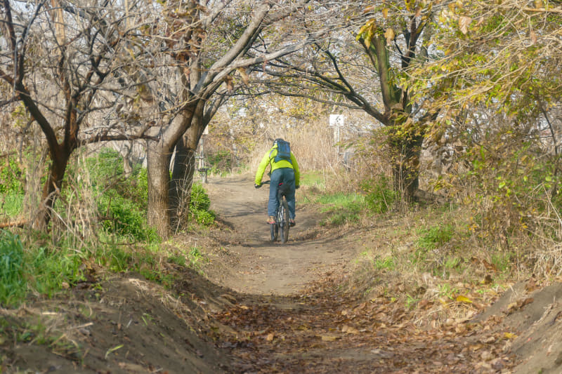 街中からちょっと入っただけで、こんなルートに出会えるのが河川敷の魅力