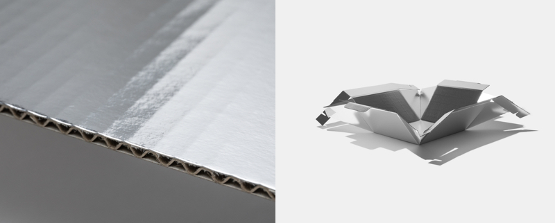 素材はアイザック製「クールダン」。1枚のダンボールを折り込んで組み立てる構造