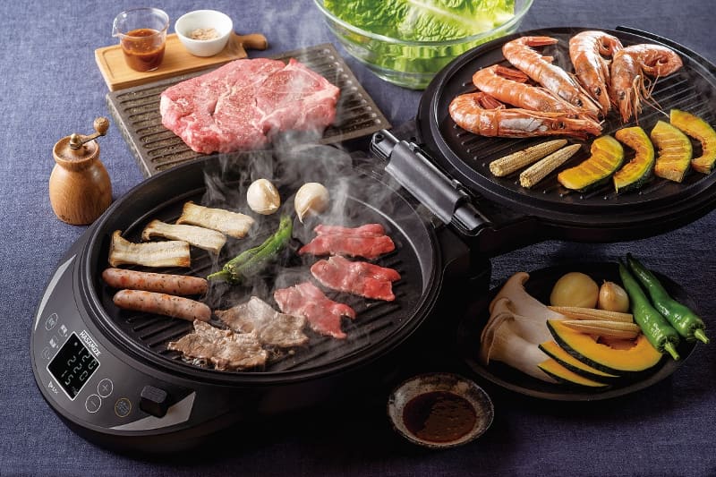 本体を開いて片面焼きのホットプレートとしても