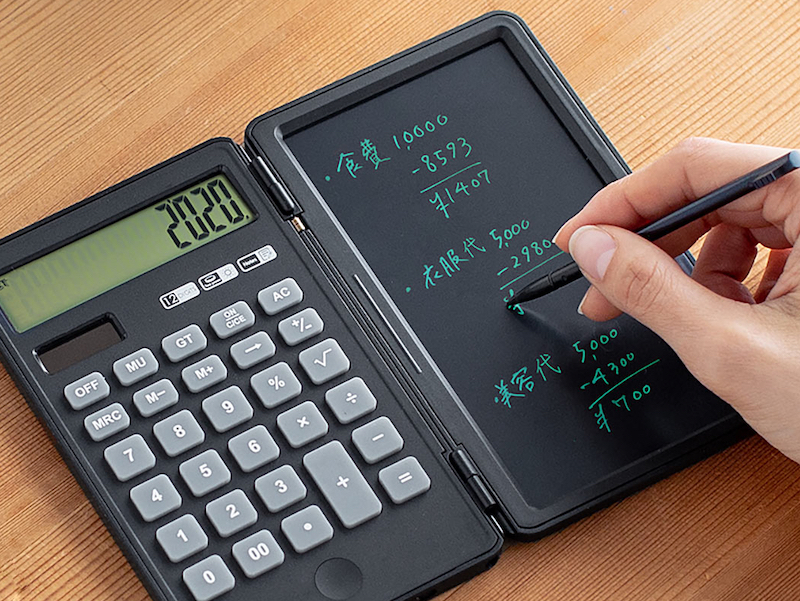 電卓付きメモパッド「200-DH011BK」