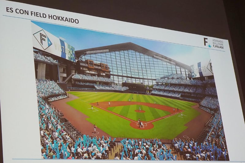 ES CON FIELD HOKKAIDO(エスコンフィールド)の完成イメージ。2023年3月の球場開業に向けて、進捗具合は6月末で86%だという