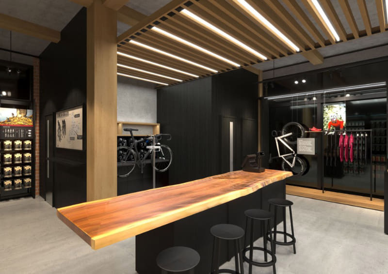 店舗は北海道産の木材を使用しているという &copy;スペシャライズド