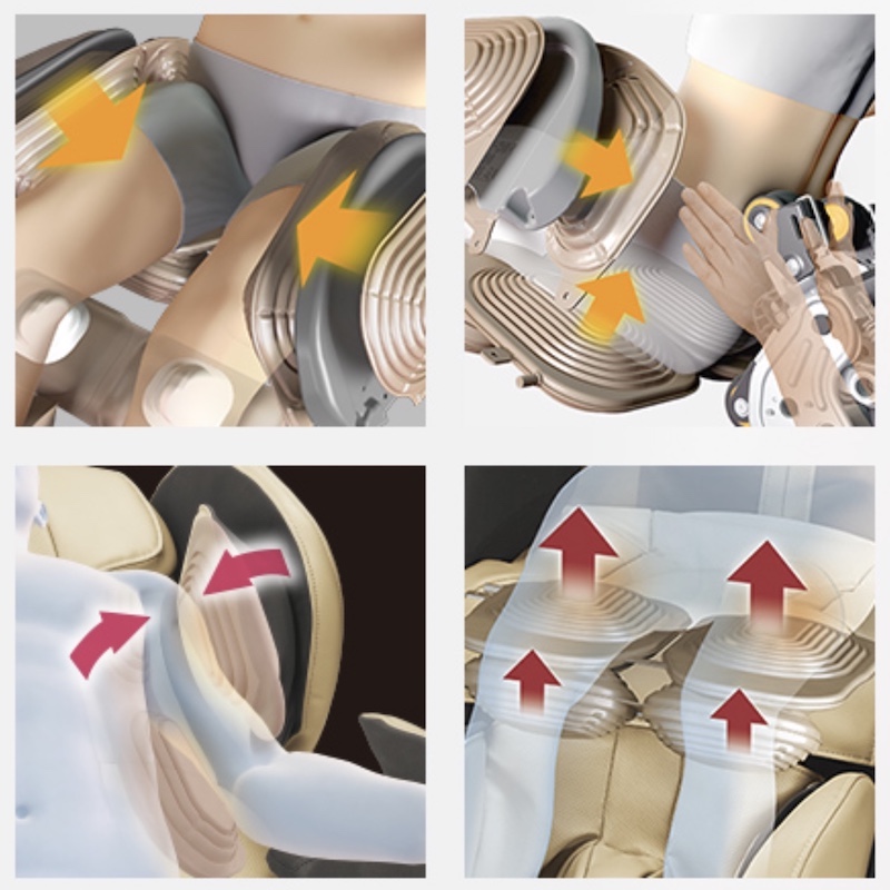 複数のエアーバッグを連動させて、人の手でもまれているようなマッサージを目指した