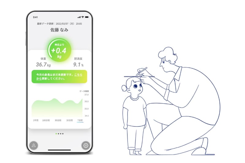 子供の成長を見守れるモードも