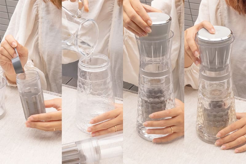 コーヒー粉と水をセットするだけ