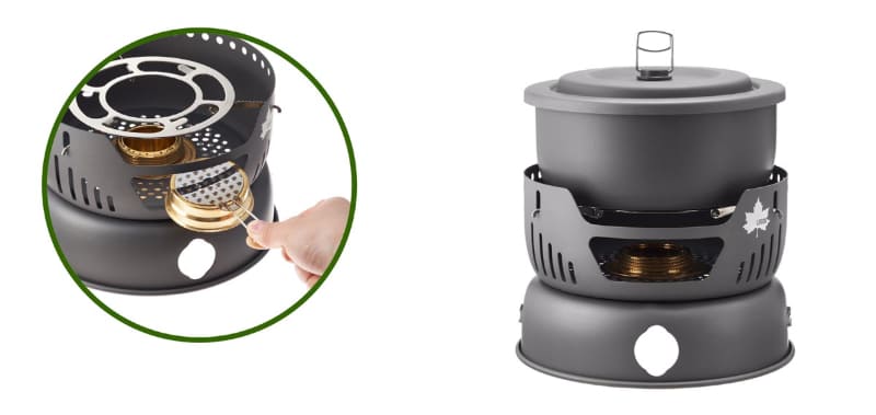 アルコールバーナーを出し入れしやすいコンロ