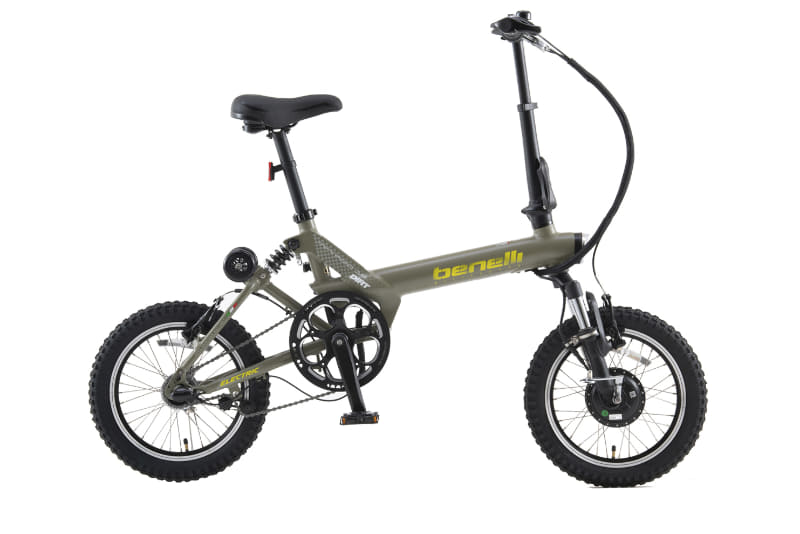 写真は<a href="https://www.benellibike.jp/e-bikes_minifold16d.php" class="n" target="_blank">「mini Fold16 DIRT」</a>。価格は220,550円。「mini Fold16」シリーズは5車種をラインナップ。価格は152,020円～<br>・<a href="https://www.benellibike.jp/e-bikes.php" class="n" target="_blank">製品情報</a><br>・<a href="https://www.benellibike.jp/" class="n" target="_blank">公式サイト</a>