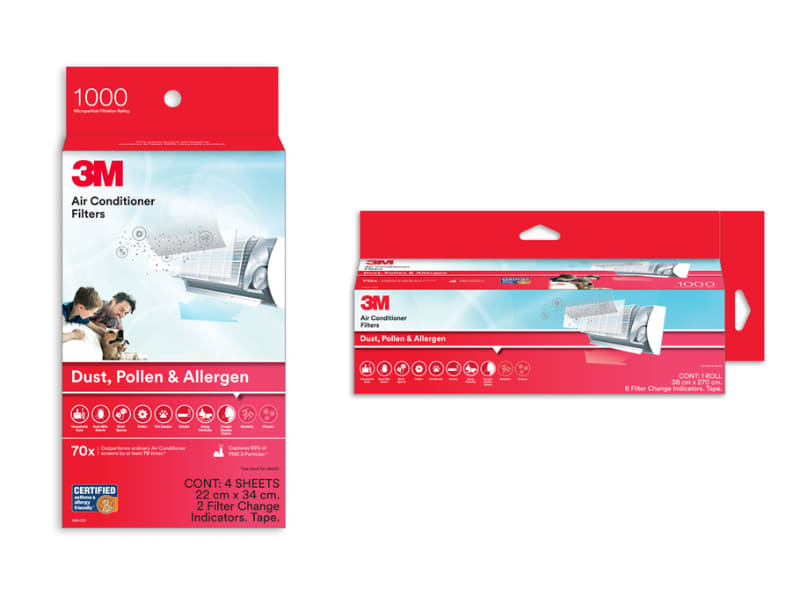 「3M エアコン用空気清浄フィルター ハイグレード」のシートタイプ(左)、ロールタイプ(右)