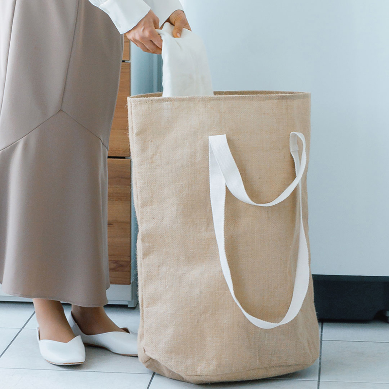 ジュートバッグ型ランドリー収納