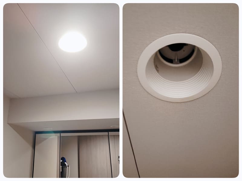 我が家の洗面所はダウンライトタイプのE26口金でしたが問題なく設置できました