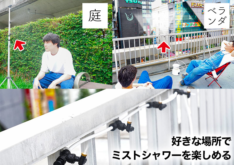 ベランダの柵などにも取り付けられる