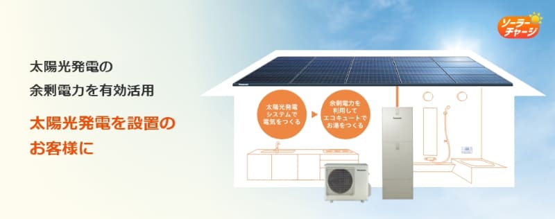太陽光パネルで発電した余剰電力は、お湯に変えることもできる
