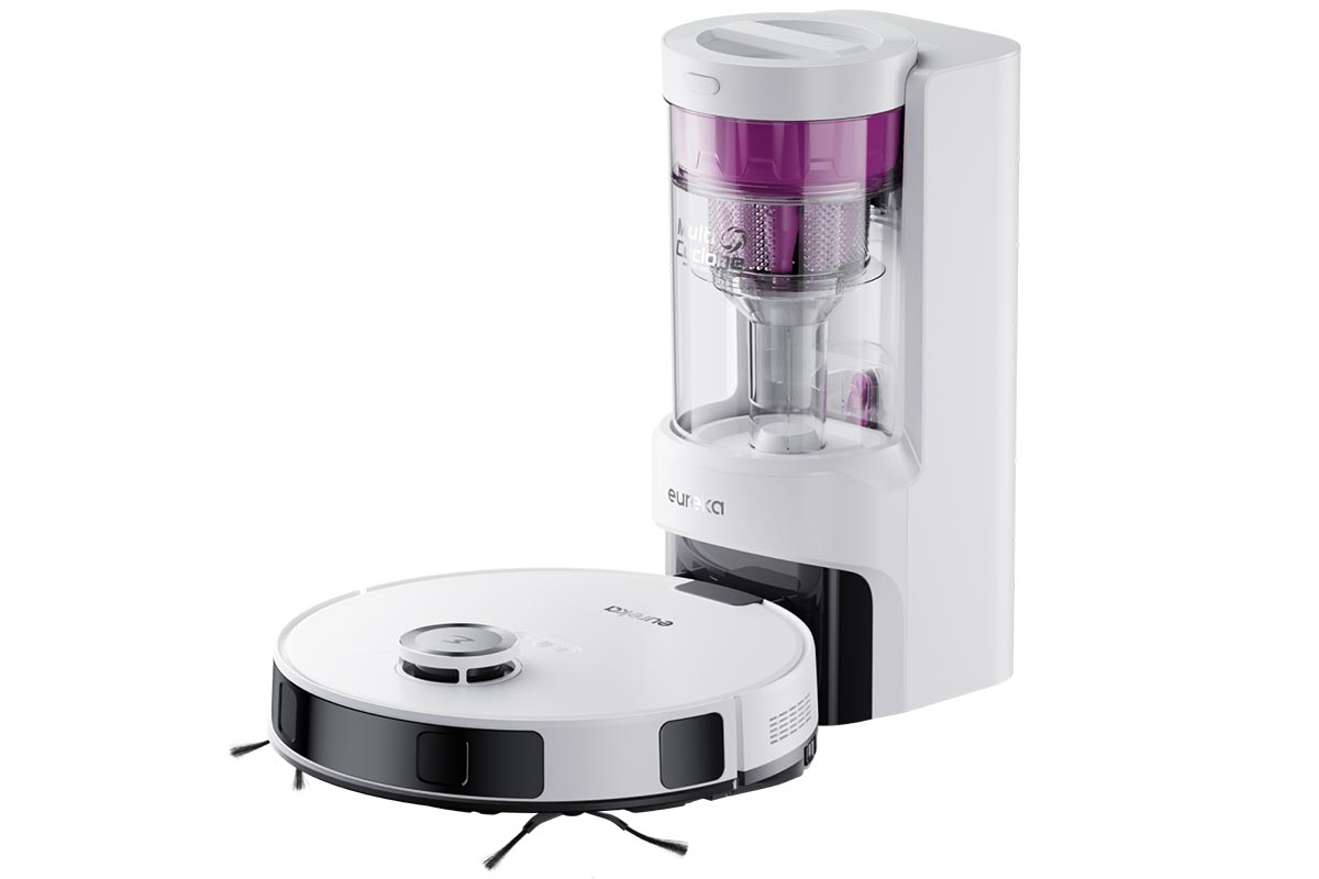 EUREKA ロボット掃除機 E10sの自動ゴミ収集ドックは珍しいサイクロン式。スリムなサイズで紙パックも不要