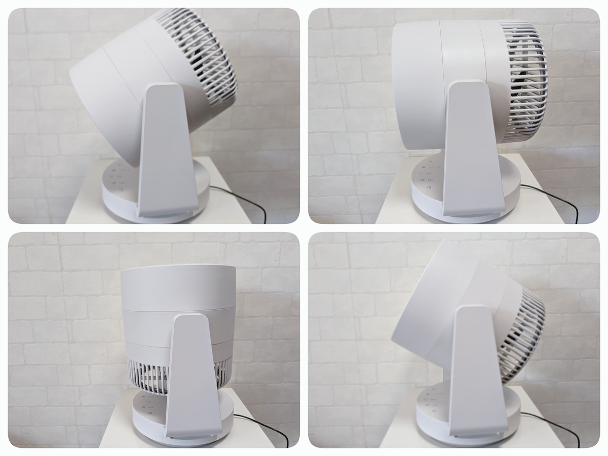 上下方向の角度は-30〜+210度まで無段階で調整できます。狙ったところできちんと止まってくれるので、使いやすい