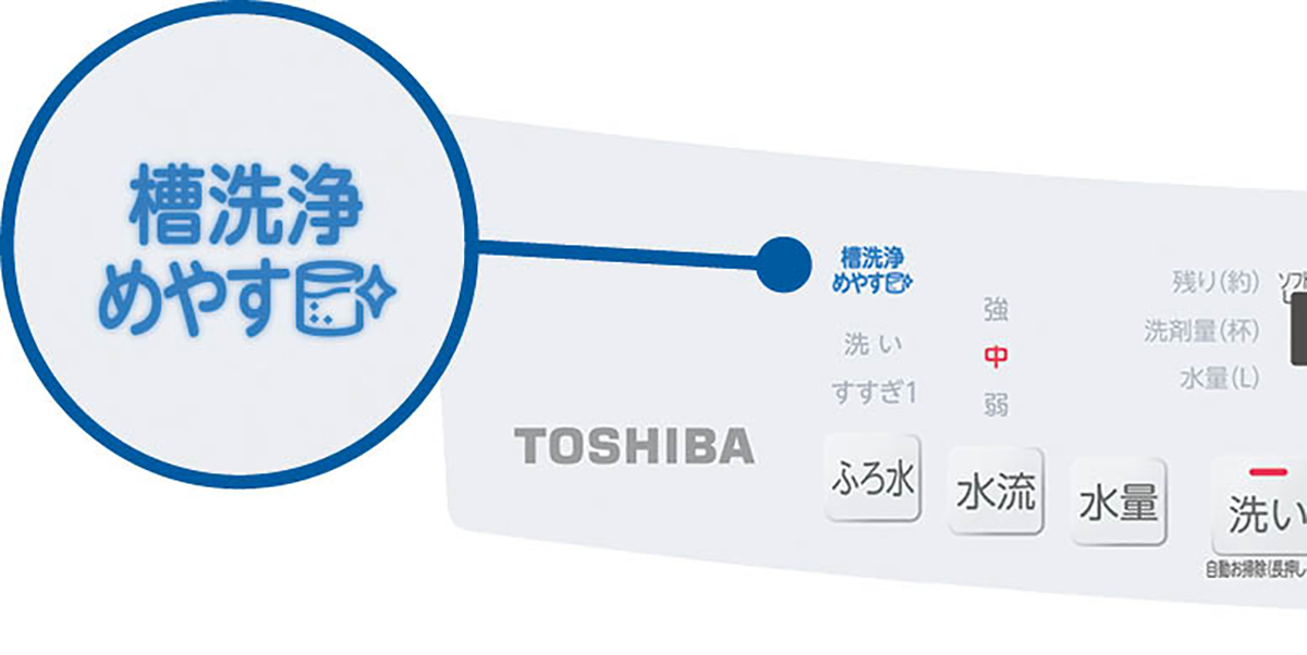 忘れがちな槽洗浄のタイミングをサインの点滅で知らせる「槽洗浄めやすサイン」を搭載