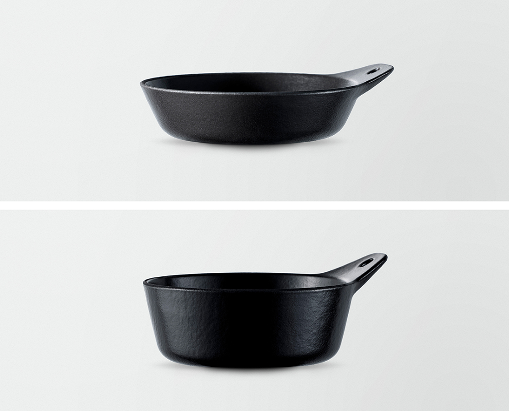 ミニスキレット。上が浅型、下が深型