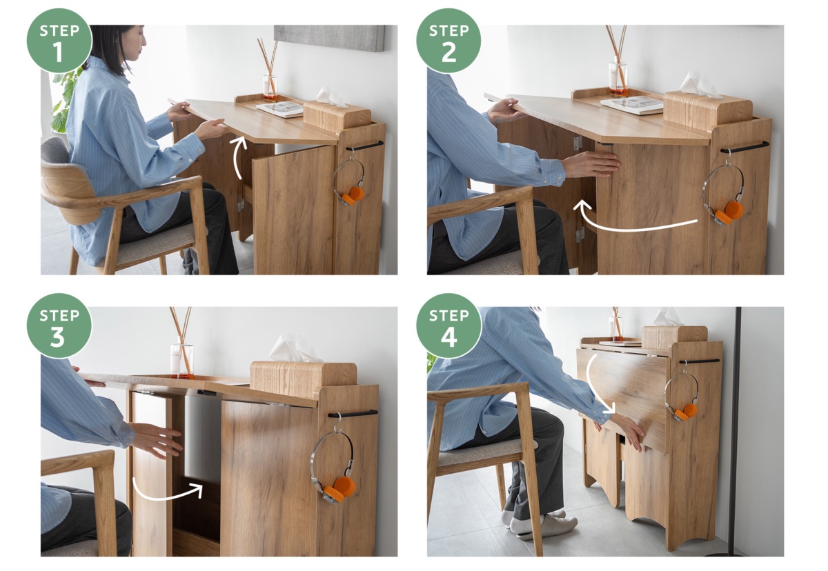 流れるような動作でたためる