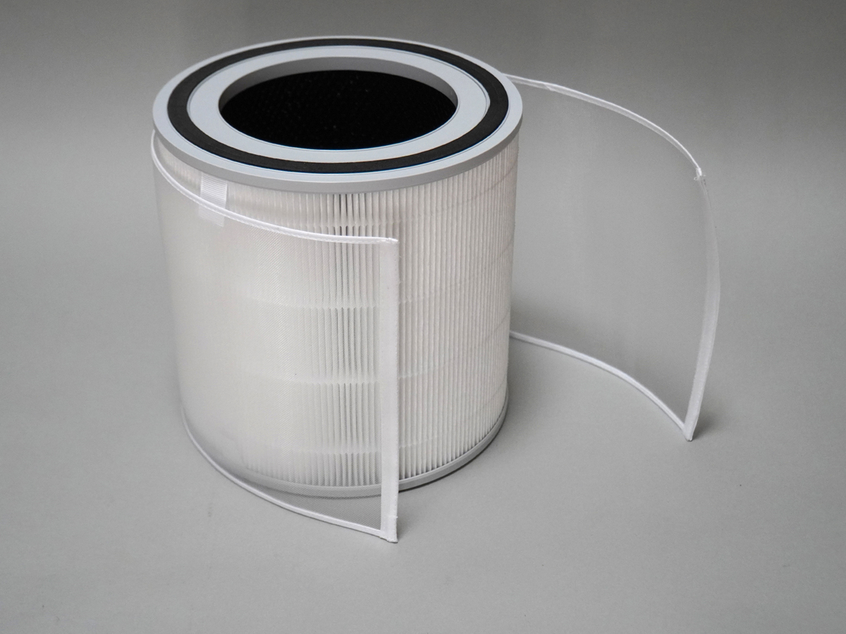 HEPAフィルターに巻きつけるように装着している柔らかなプレフィルター