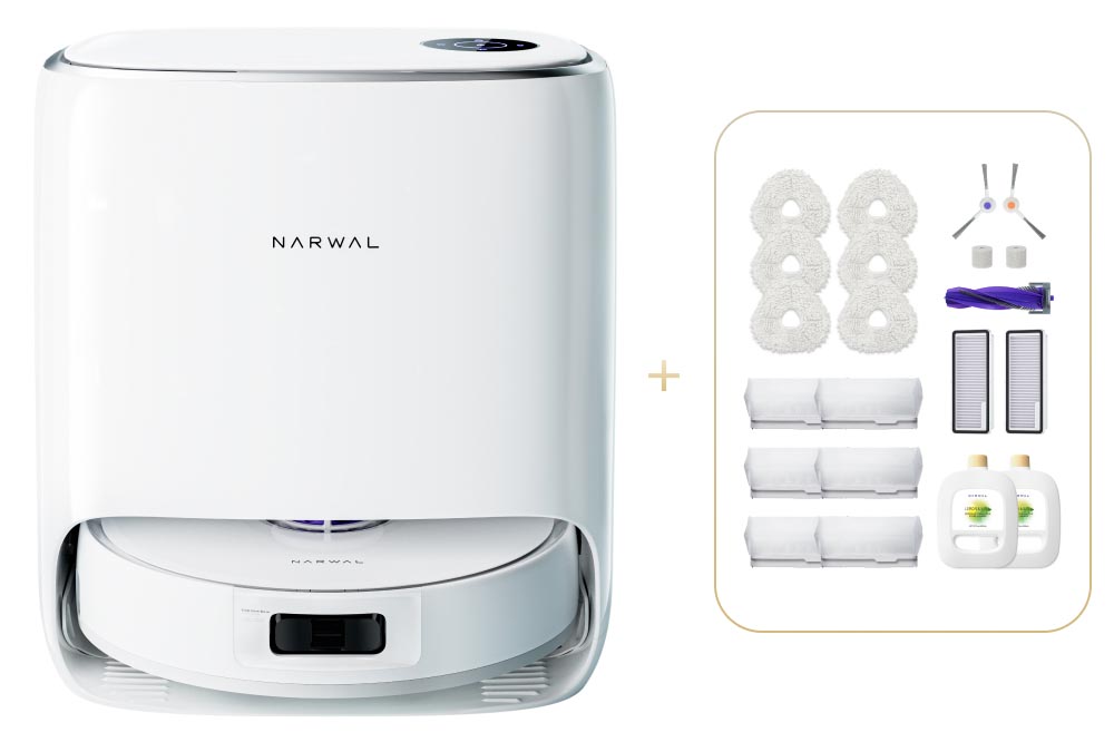 アクセサリーセットには各種ブラシやモップの交換用パーツ、洗剤などが含まれる