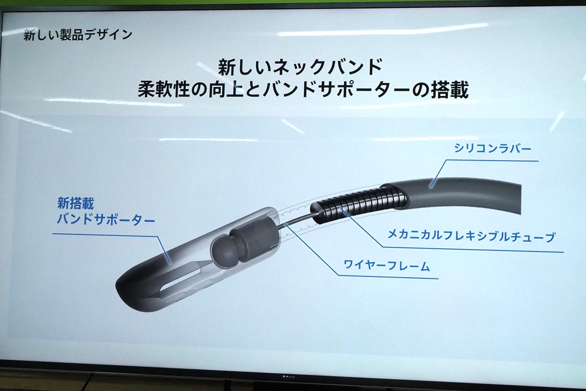 柔軟なネックバンドで装着性も向上