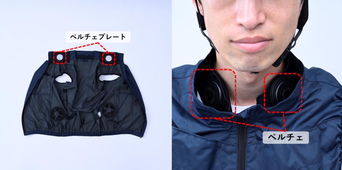 首元にペルチェプレートを搭載