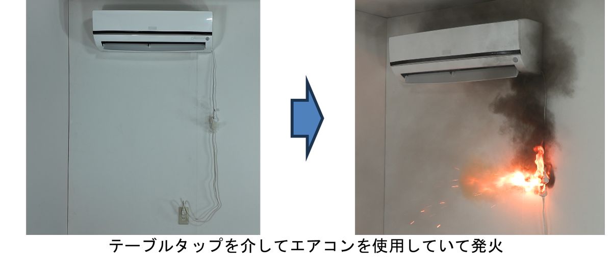 延長コードを用いると発煙・発火する場合も
