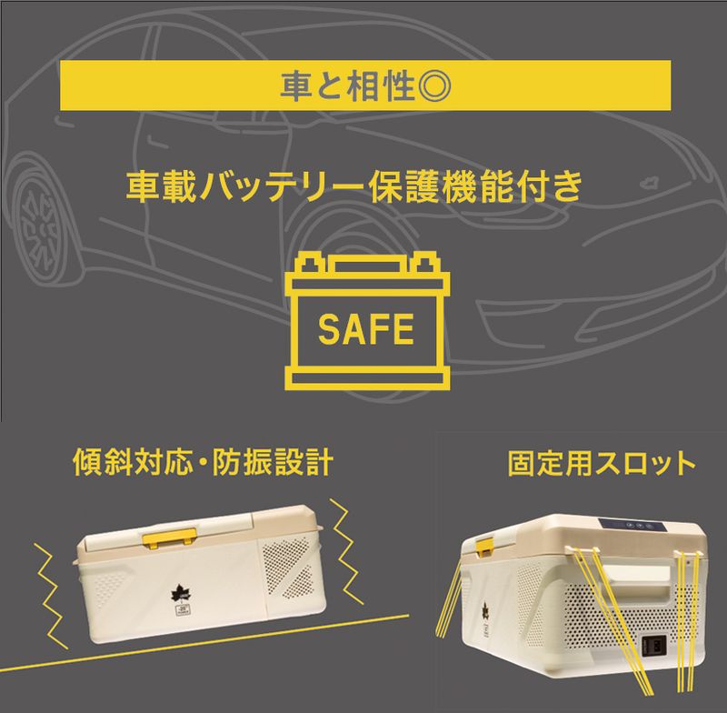 車載時に道中で故障や動作不良を起こさないように傾斜対応＆防振設計にしている