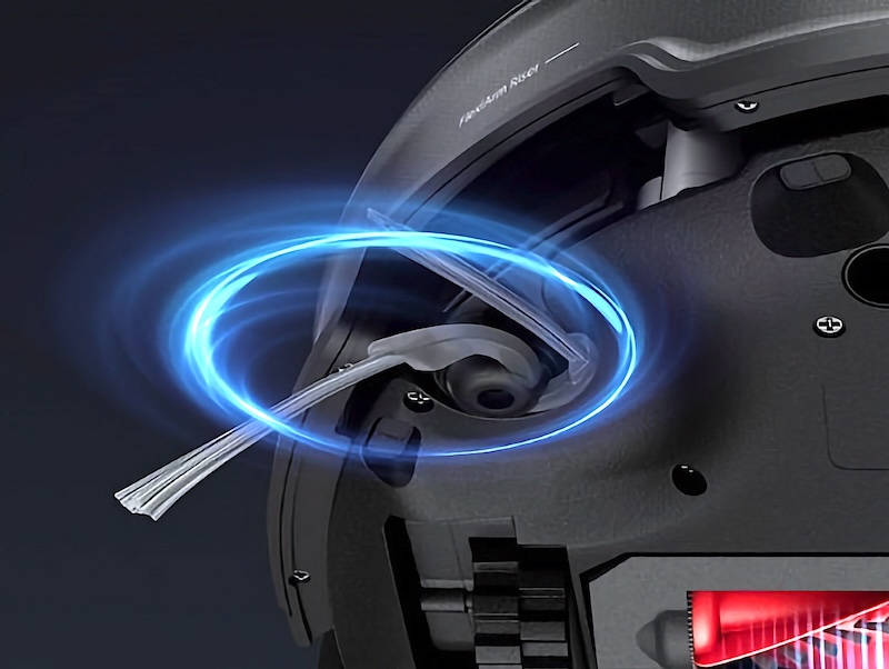 弧状デザインの非対称なサイドブラシ