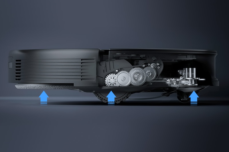カーペットを検知すると、本体やモップがリフトアップするなどして、適した掃除方法を選択する