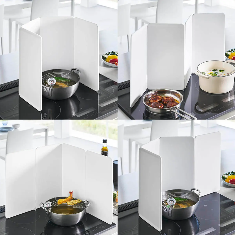 調理器具の大きさや調理方法に応じて、ガードの形を自在に変えられる