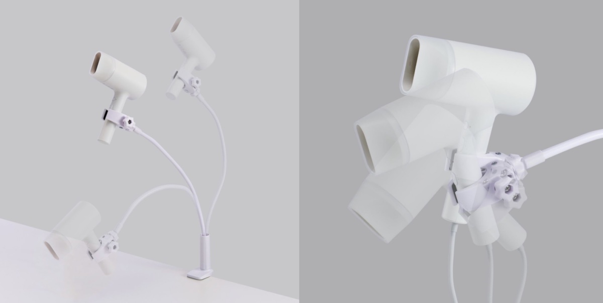 アームとホルダーを調整し、ドライヤーを好みの角度で固定可能