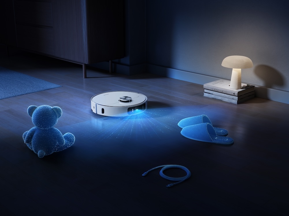 LEDライトを備え、暗所でも障害物を避けながら掃除できる