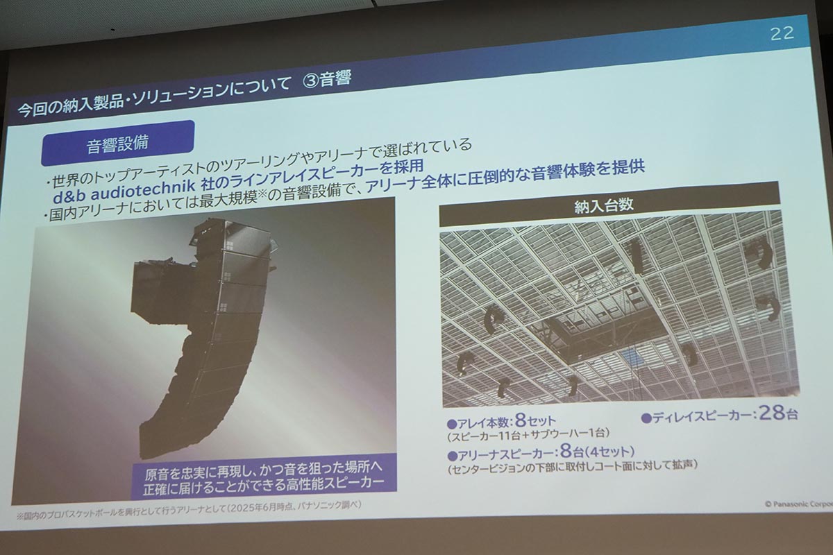 ラインアレイスピーカーはd&b audiotechik製