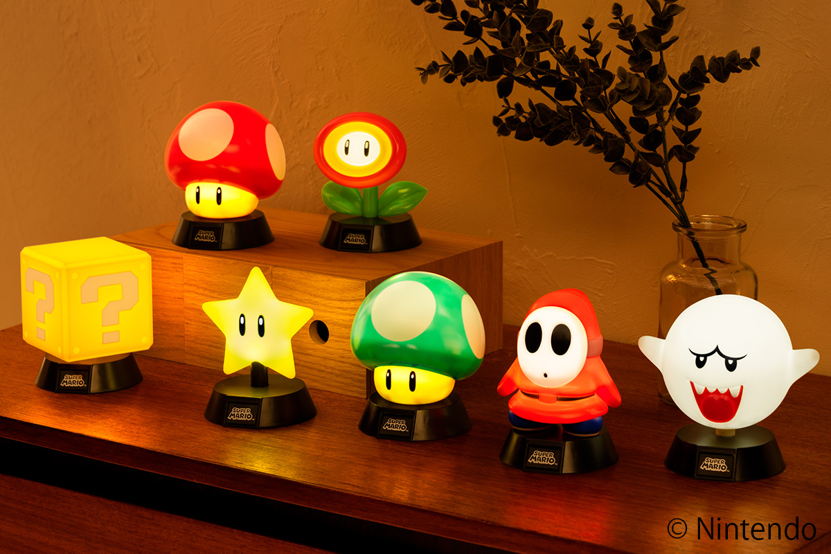 スーパーキノコ、ファイアフラワー、ハテナブロック、スーパースター、1UPキノコ、ヘイホーなどのライトも発売中