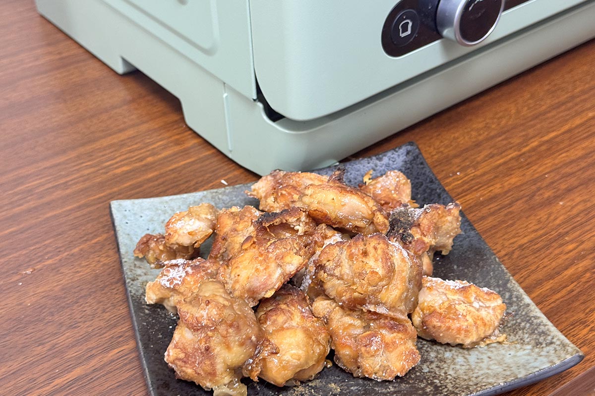 揚げないから揚げはノンフライ調理機の人気メニューだが、もも肉2枚分(約500gを一度に作れるのが便利だった