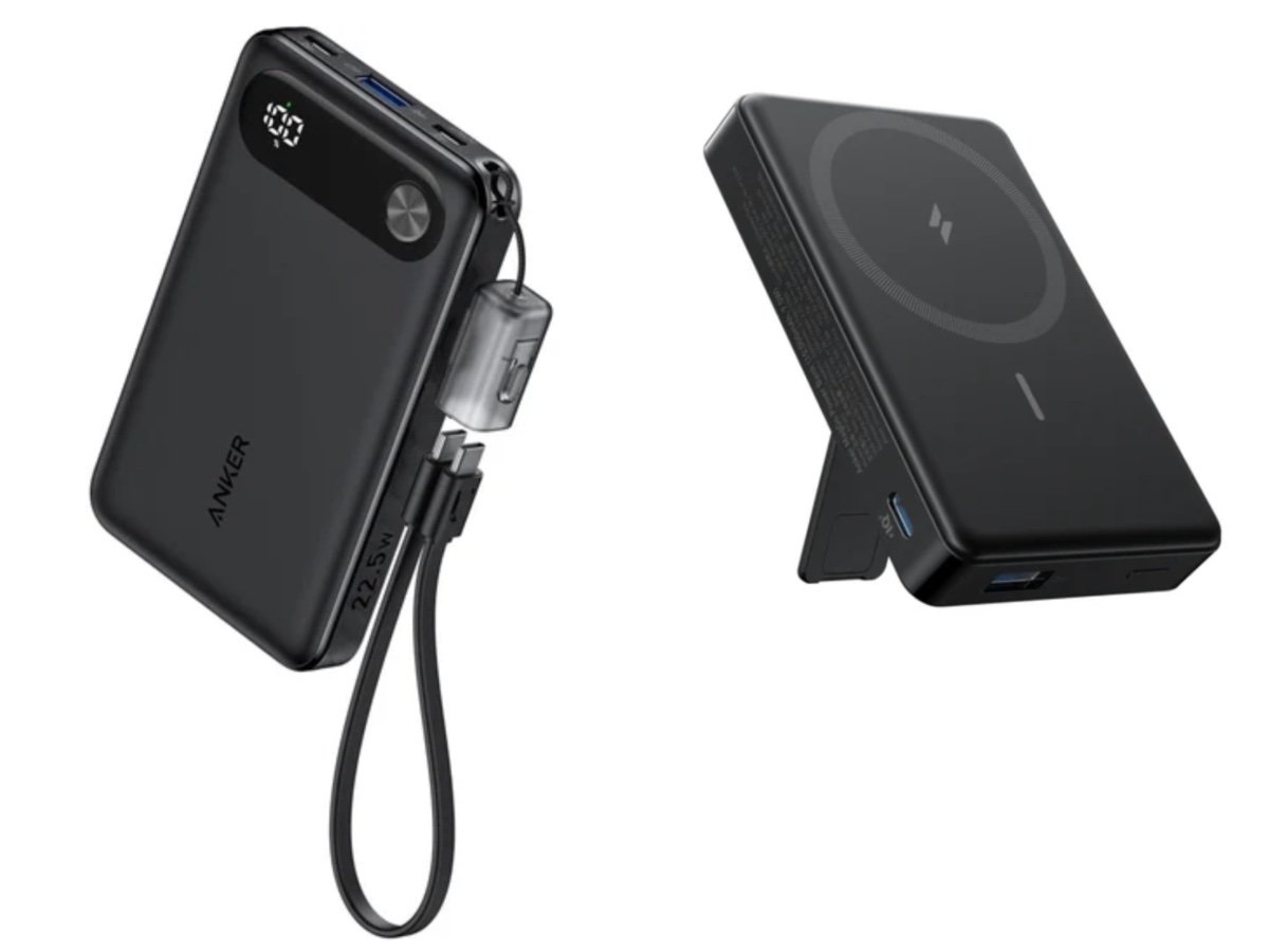 対象となる「Anker Power Bank(10000mAh,22.5W)」(左)、「Anker MagGo Power Bank(10000mAh,7.5W,Stand)」(右)