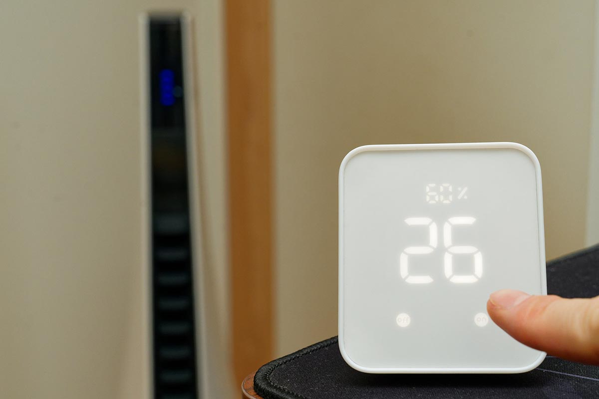 SwitchBot ハブ2のボタンを押せば送風機が稼働したり、停止したりする