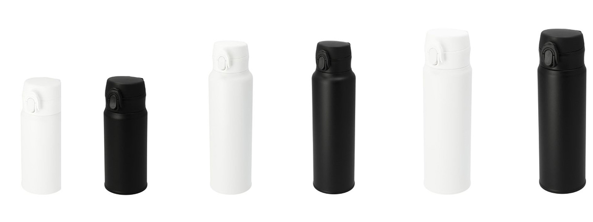 容量は360ml/500ml/800mlの3サイズ、本体カラーはホワイト/ブラックの2色展開
