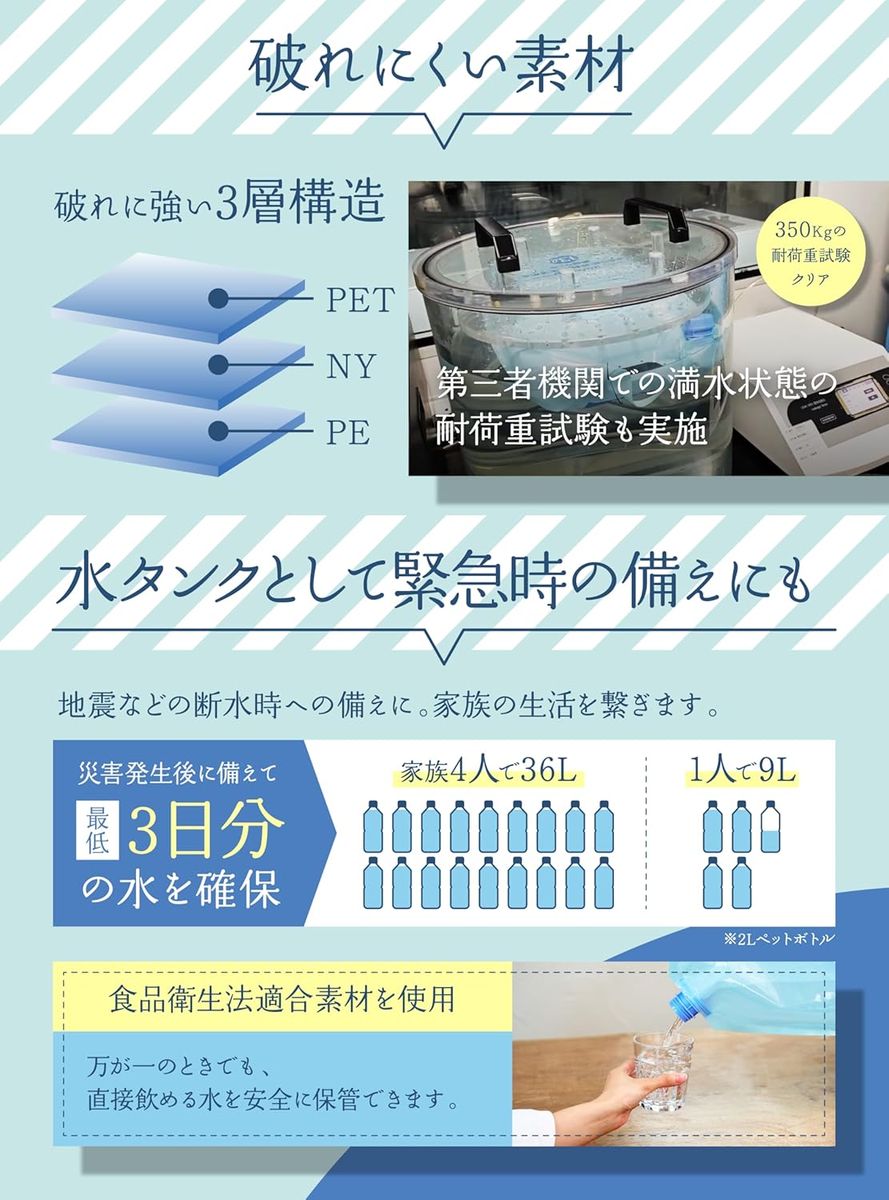 飲料水用の保存袋にもなる