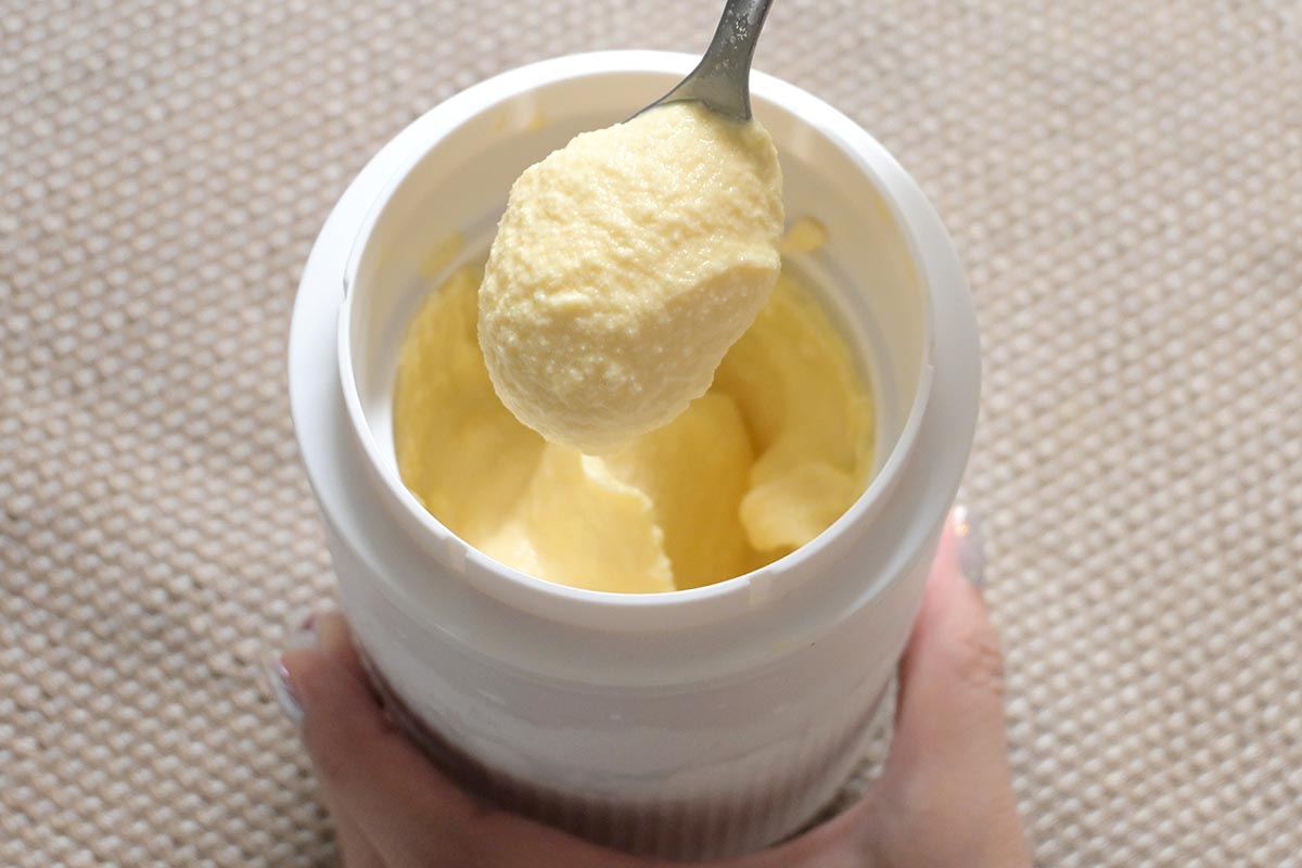 柔らかめだけど、液体だった材料がちゃんとアイスになってる! 幸せ!