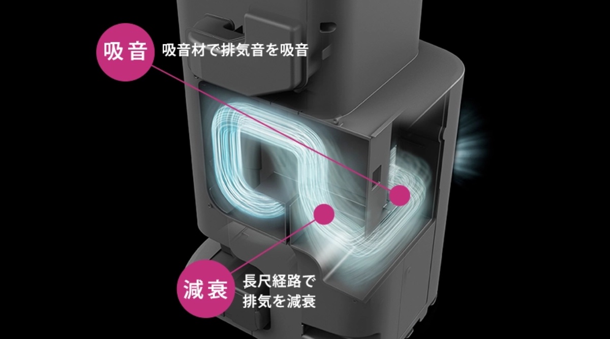 スティック本体だけでなくステーションも静音設計