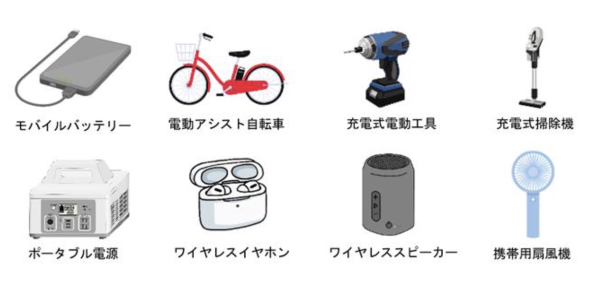 リチウムイオン電池搭載製品の一例
