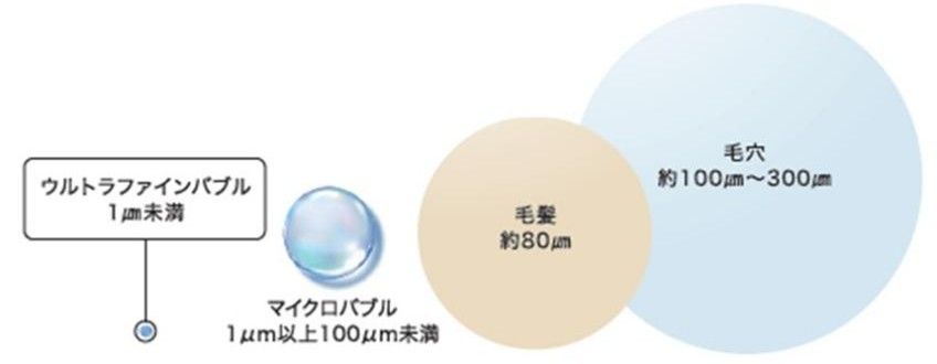 ウルトラファインバブルは毛穴よりも小さい