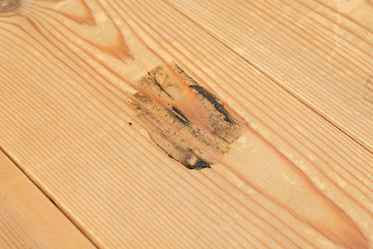 床にこぼれて汚れになってしまった黒ごまペースト