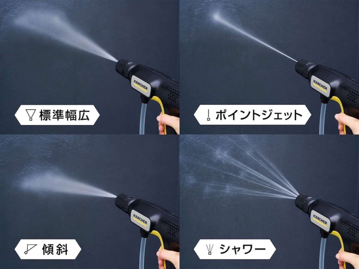 4つのモードに切り替えられる「4in1ノズル」