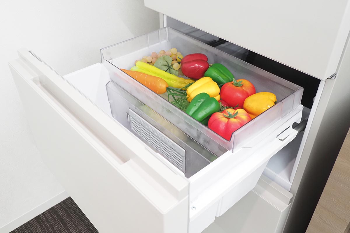 冷蔵庫は野菜室フルオープンなど便利機能が使える